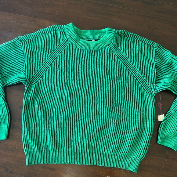 NWT* Green/Black stripe sweater - Picture 2 of 4